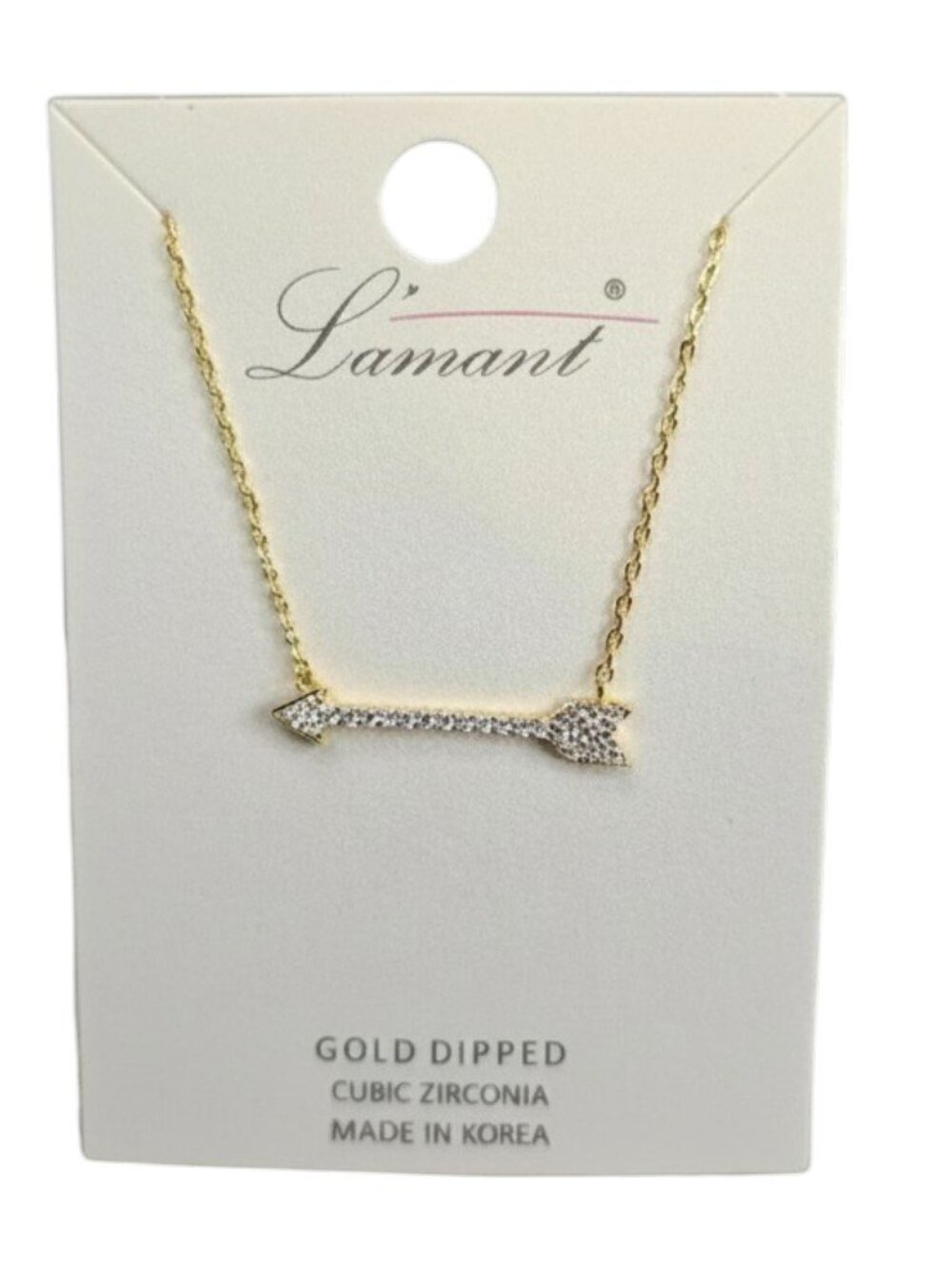 Lamant Gold Dipped Cubic Zirconia Arrow Necklace NWT